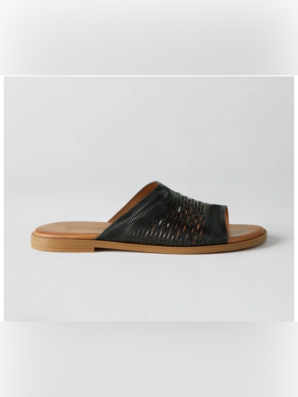 United In Diversity Rio Woven Leather Slide Sandal - Black & Tan
